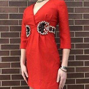 RARE Vintage Red Karta Mini Dress With Jeweled Embellishments Sz Small
